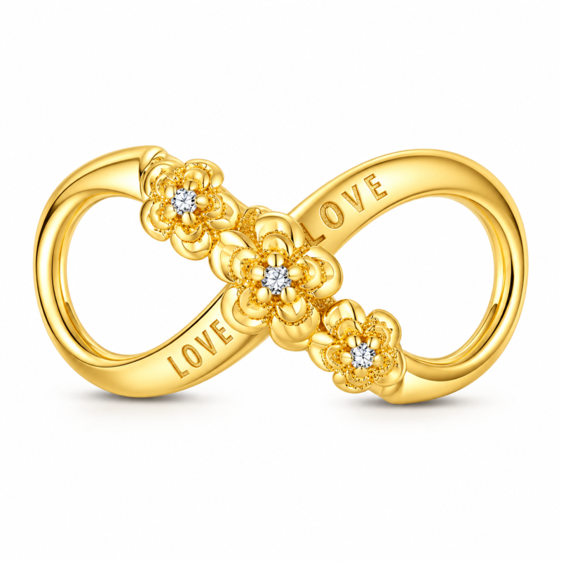 Charm pour bracelet infini fleur doré