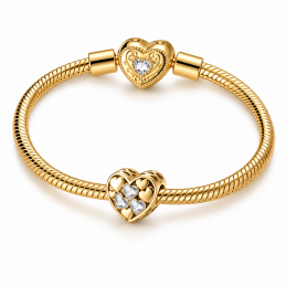 Charm bijou pour bracelet coeur doré petit coeur strass