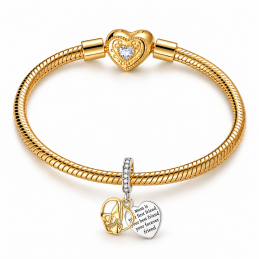 Charm pour bracelet coeur doré main enfant maman