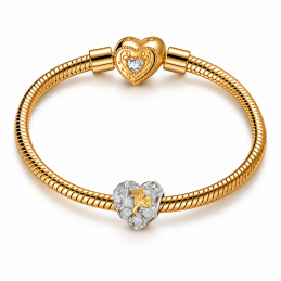 Charm bijou pour bracelet feuille ginkgo biloba en forme de coeur