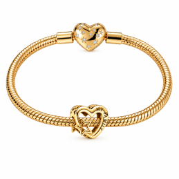 Charm pour bracelet coeur ma famille étoile doré