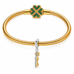 Charm bijou pour bracelet couple amoureux dans les bras doré argent