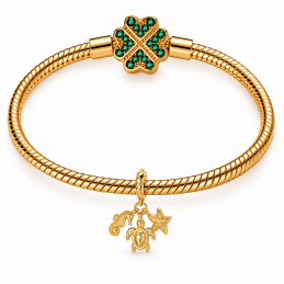 Charm bijou pour bracelet tortue étoile hippocampe doré