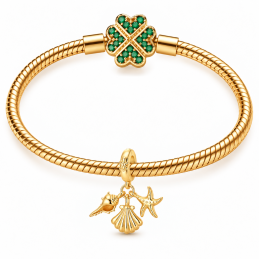 Charm bijou pour bracelet coquillage mer doré