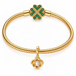 Charm bijou pour bracelet coquillage perle doré