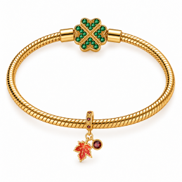 Charm pour bracelet feuille érable doré