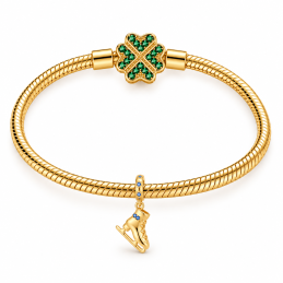 Charm pour bracelet patin à glace patinoire doré