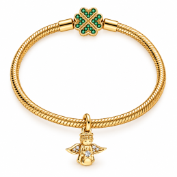 Charm pour bracelet ange aile étoile doré