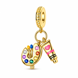 Charm pour bracelet peinture palette pinceau peintre doré