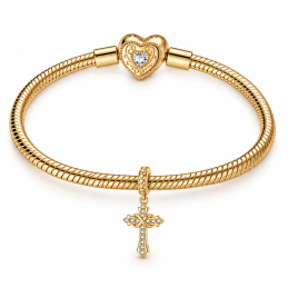 Charm pour bracelet croix religion infini doré