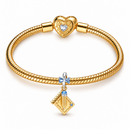 Charm pour bracelet cadeau cahier crayon doré
