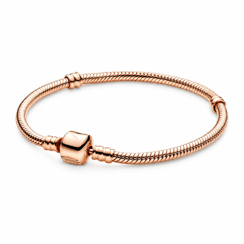bracelet pour charm doré rose cylindre lisse