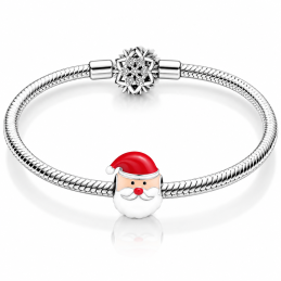 Charm pour bracelet tête père noel bonnet rouge