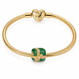 charm pour bracelet cadeau vert noeud doré
