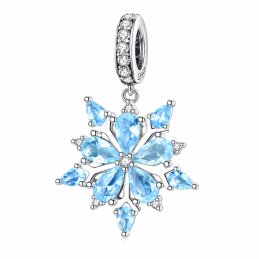 Charm pour bracelet flocon de neige pierre bleu