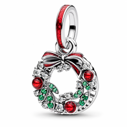 charm pour bracelet couronne de noel noeud rouge