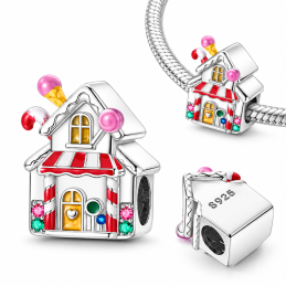 Charm pour bracelet maison noel pain d'épice bonbon glace