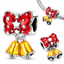 charm pour bracelet noeud rouge cloche doré