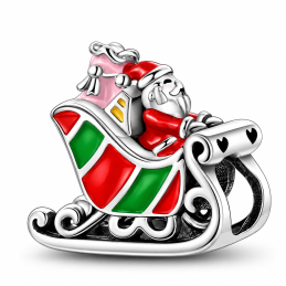 charm pour bracelet père noel traineau vert rouge