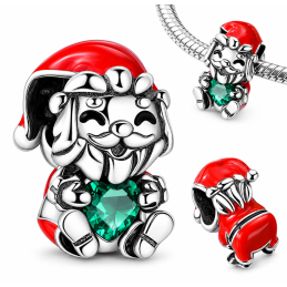 charm pour bracelet père noel coeur vert