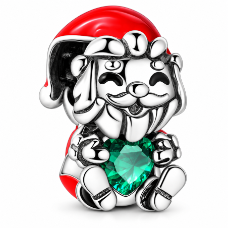 charm pour bracelet père noel coeur vert