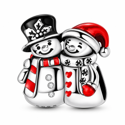 charm pour bracelet couple bonhomme de neige noel