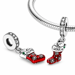charm pour bracelet chat dans botte de noel au chaud