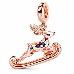 Charm pour bracelet rose renne noël