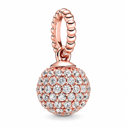 Charm pour bracelet doré rose boule strass blanc