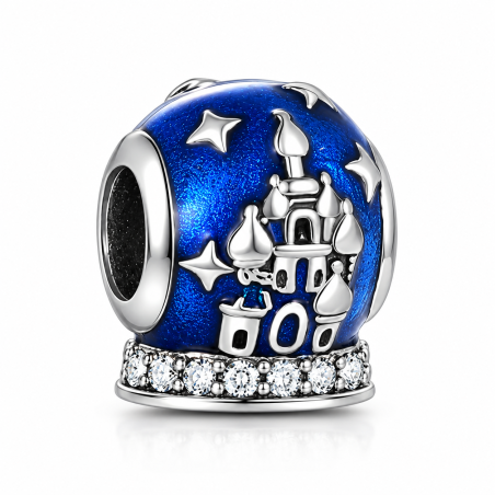 Charm pour bracelet boule bleu chateau de princesse