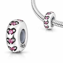 Charm pour bracelet séparateur petit coeur rose