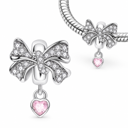 Charm pour bracelet séparateur bloqueur noeud coeur rose