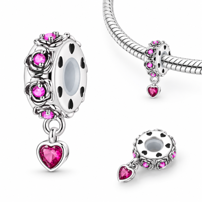 Charm pour bracelet séparateur fleur pierre violette