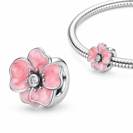 Charm pour bracelet séparateur espaceur grande fleur rose