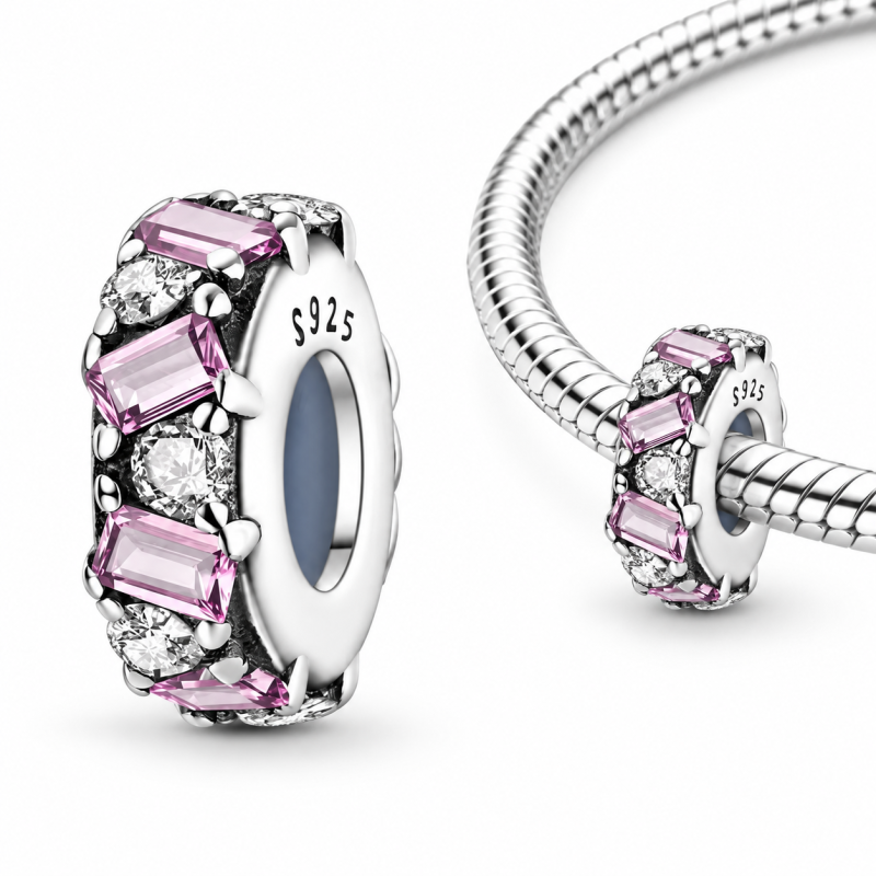 Charm pour bracelet séparateur pierre rose