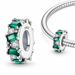 Charm pour bracelet séparateur pierre verte