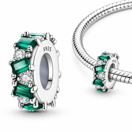 Charm pour bracelet séparateur pierre verte