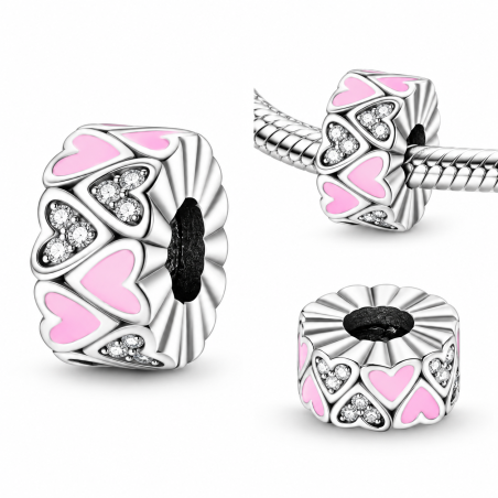 Charm pour bracelet séparateur coeur rose