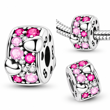 Charm pour bracelet séparateur bloqueur coeur rose cercle