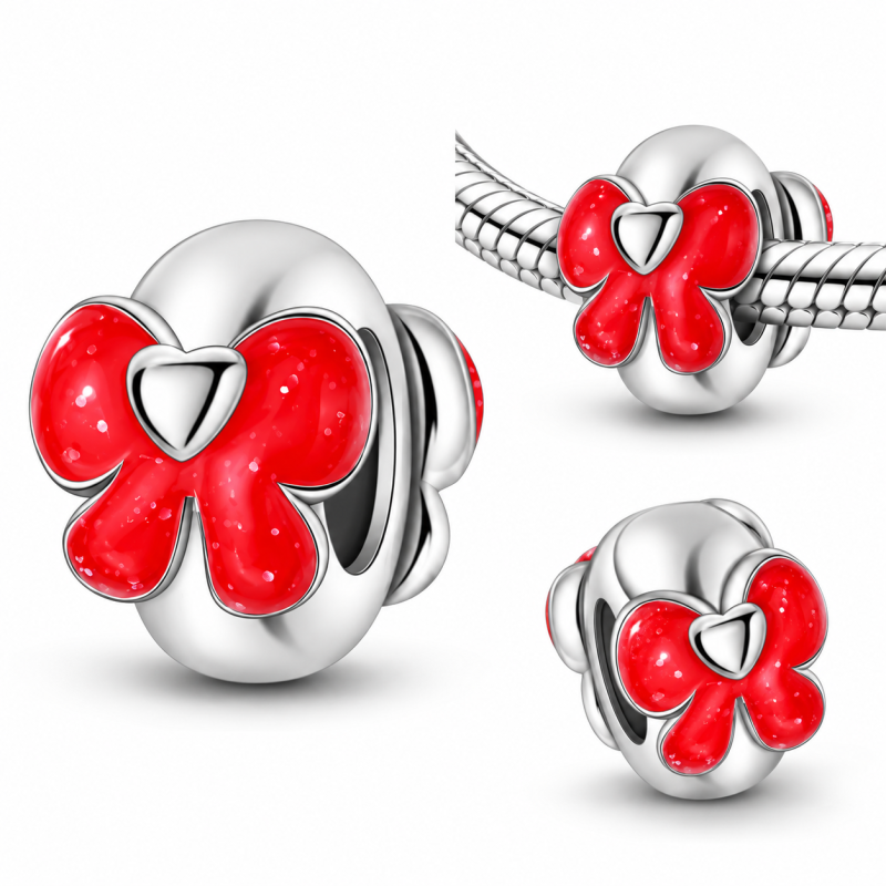Charm pour bracelet séparateur bloqueur noeud rouge
