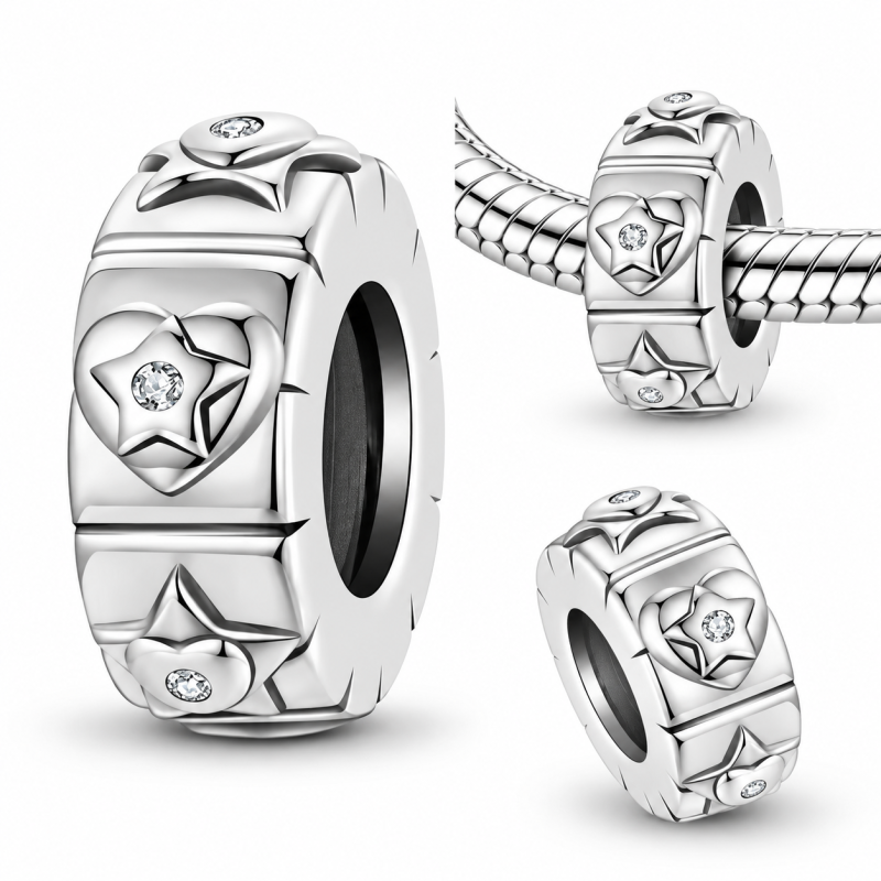 Charm pour bracelet séparateur étoile coeur