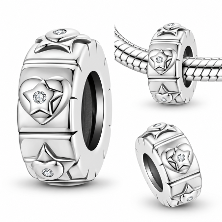 Charm pour bracelet séparateur étoile coeur