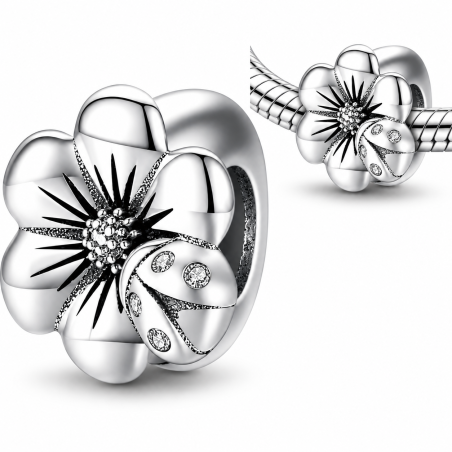Charm pour bracelet séparateur fleur coccinelle