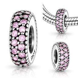 Charm pour bracelet séparateur pierre rose blanche