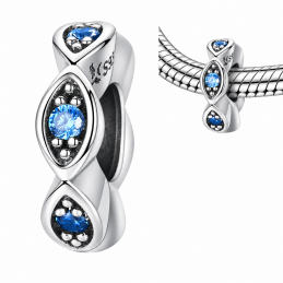 Charm pour bracelet argent séparateur pierre bleu