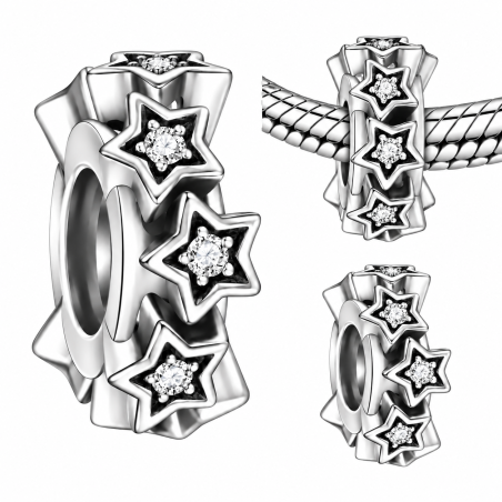 Charm pour bracelet étoile pierre blanche au centre
