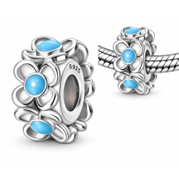 Charm pour bracelet séparateur bloqueur fleur bouton bleu
