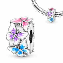 Charm pour bracelet clip papillon violet rose bleu