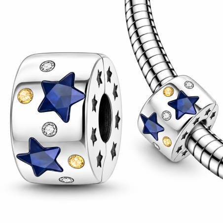 Charm clip bloqueur ciel étoile bleu strass