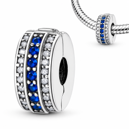 lot de 2 charms pour bracelet clip strass ligne bleue